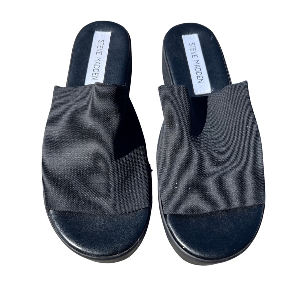 Genuine Y2K ICONIC Steve Madden Slinky black platform slip ons, deadstock